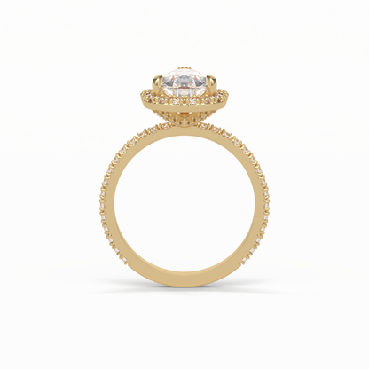 Pear Halo & Pave Lab Grown Diamond Engagement Ring