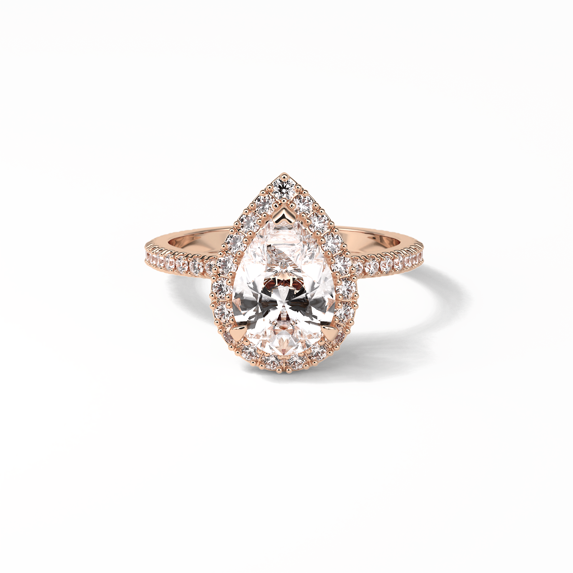Pear Halo & Pave Lab Grown Diamond Engagement Ring