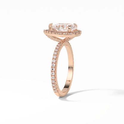Pear Halo & Pave Lab Grown Diamond Engagement Ring