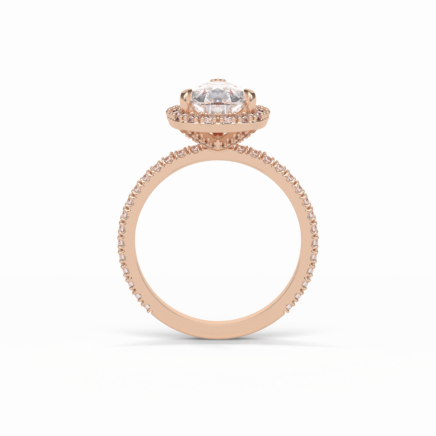 Pear Halo & Pave Lab Grown Diamond Engagement Ring