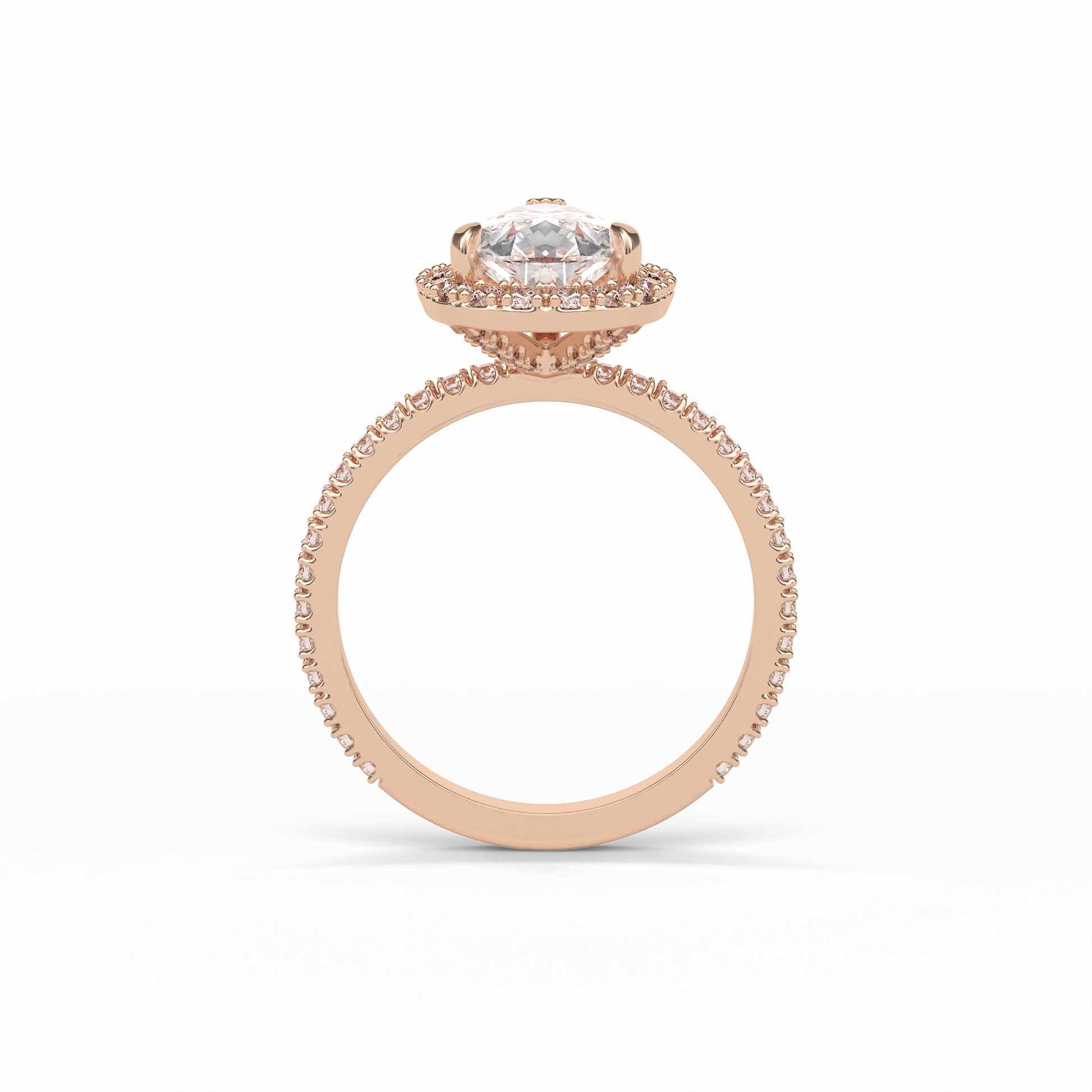 Pear Halo & Pave Lab Grown Diamond Engagement Ring