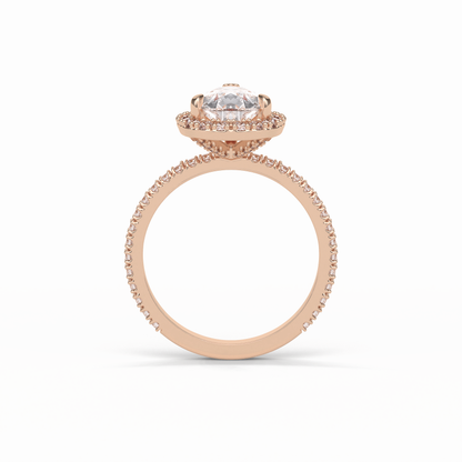 Pear Halo & Pave Lab Grown Diamond Engagement Ring