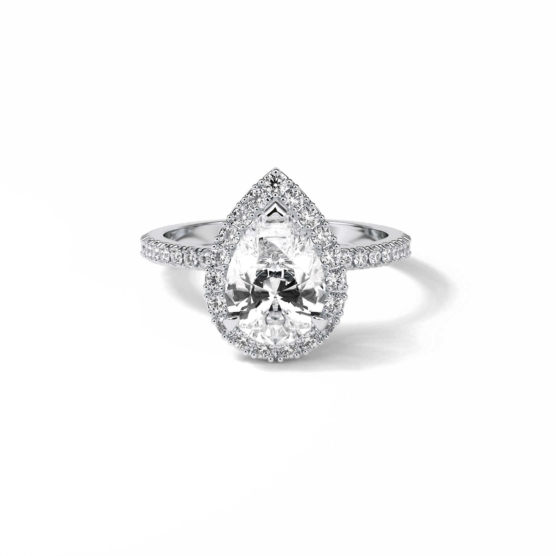 Pear Halo & Pave Lab Grown Diamond Engagement Ring