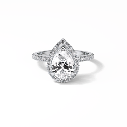 Pear Halo & Pave Lab Grown Diamond Engagement Ring