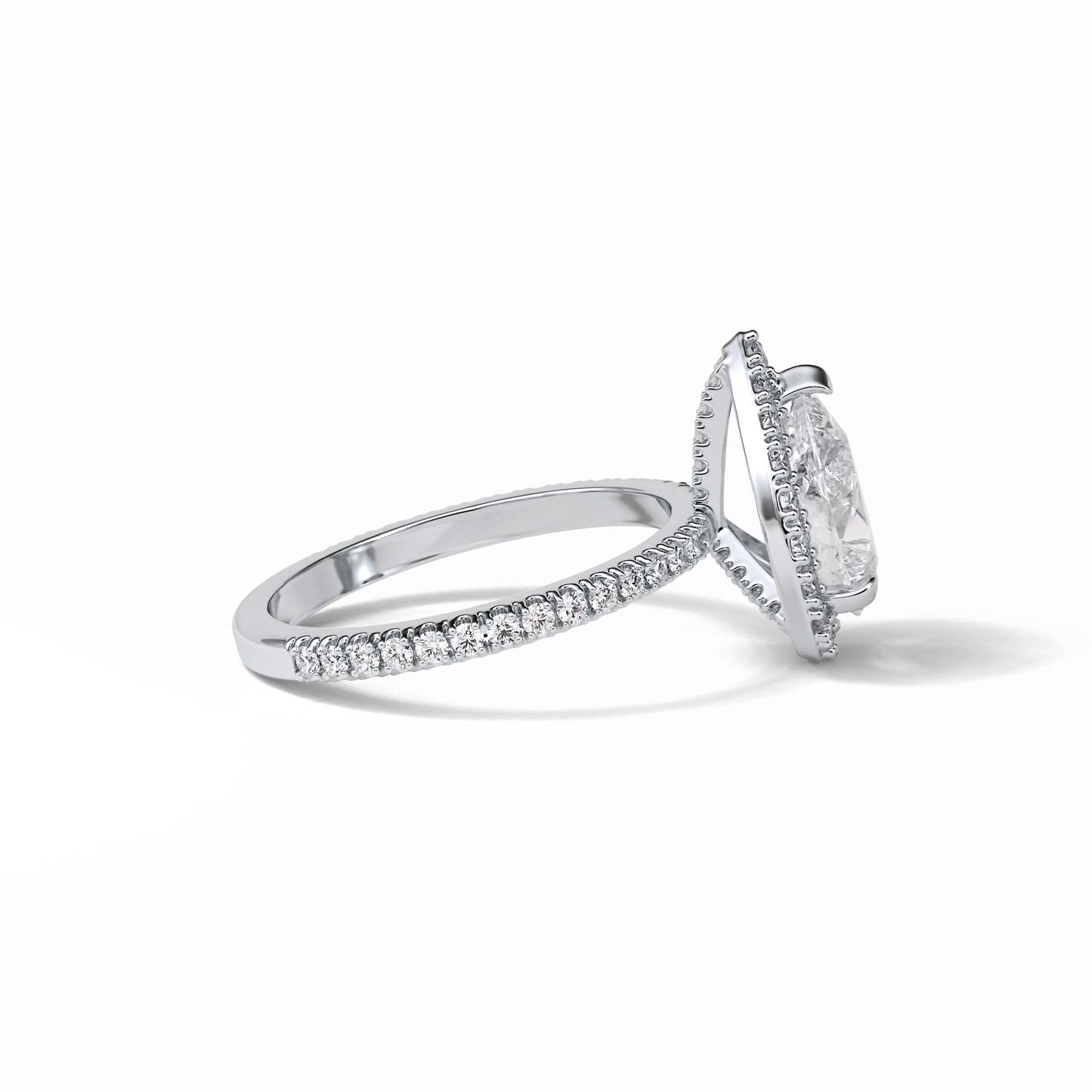 Pear Halo & Pave Lab Grown Diamond Engagement Ring