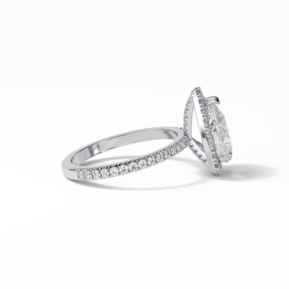 Pear Halo & Pave Lab Grown Diamond Engagement Ring