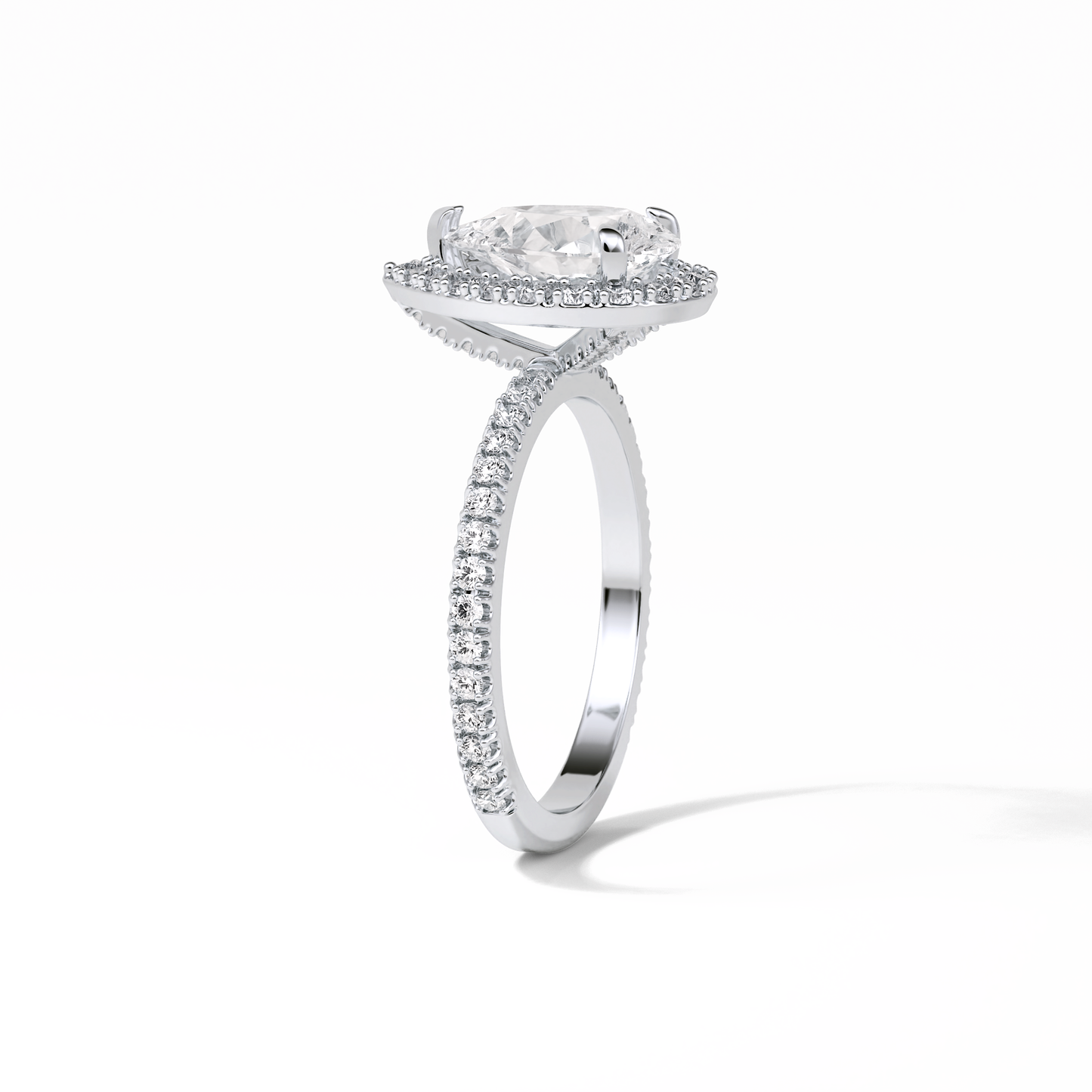 Pear Halo & Pave Lab Grown Diamond Engagement Ring