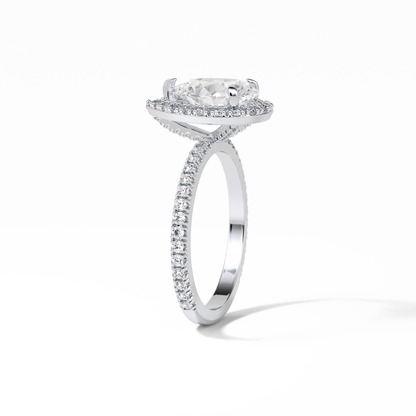 Pear Halo & Pave Lab Grown Diamond Engagement Ring