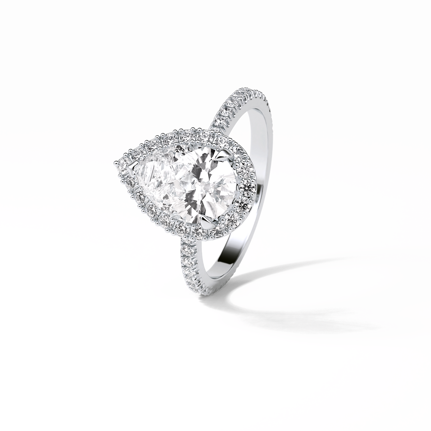 Pear Halo & Pave Lab Grown Diamond Engagement Ring