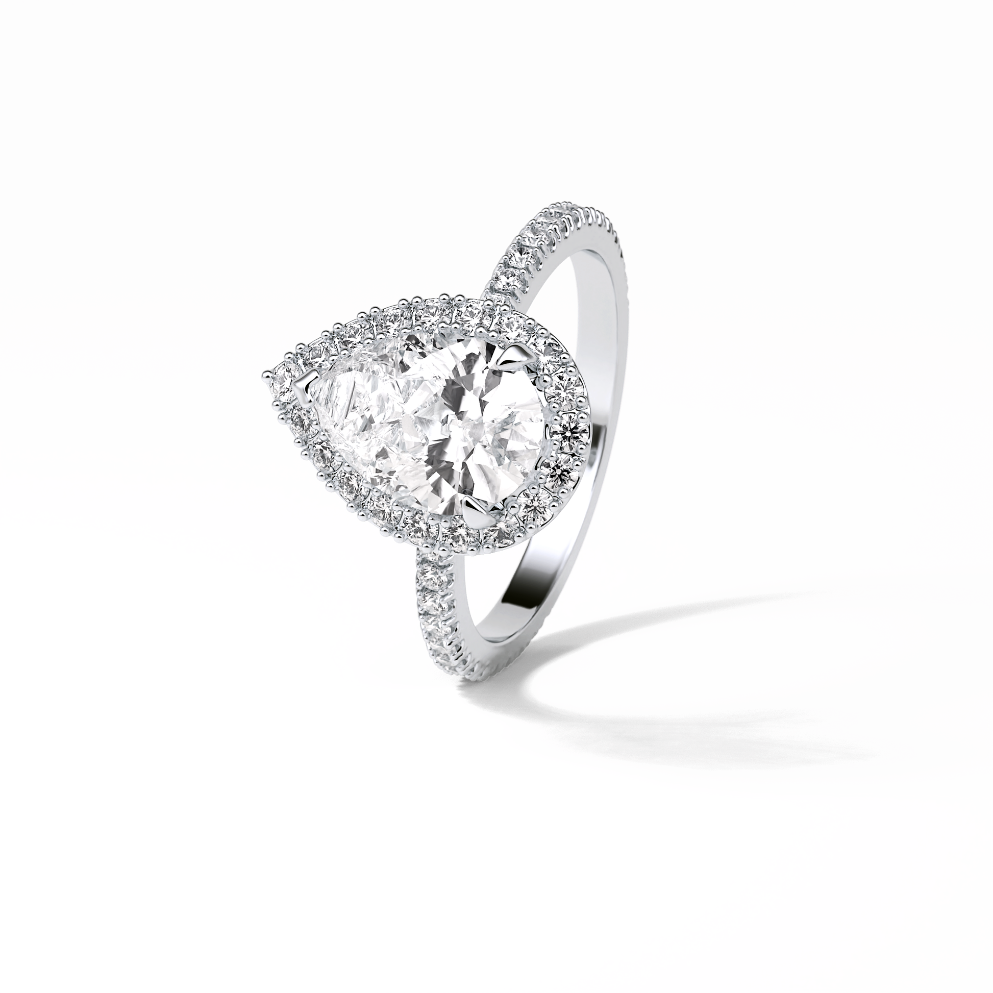 Pear Halo & Pave Lab Grown Diamond Engagement Ring