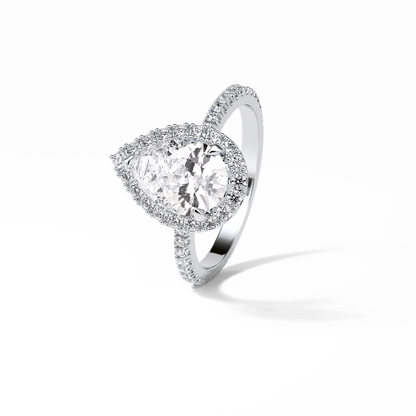 Pear Halo & Pave Lab Grown Diamond Engagement Ring