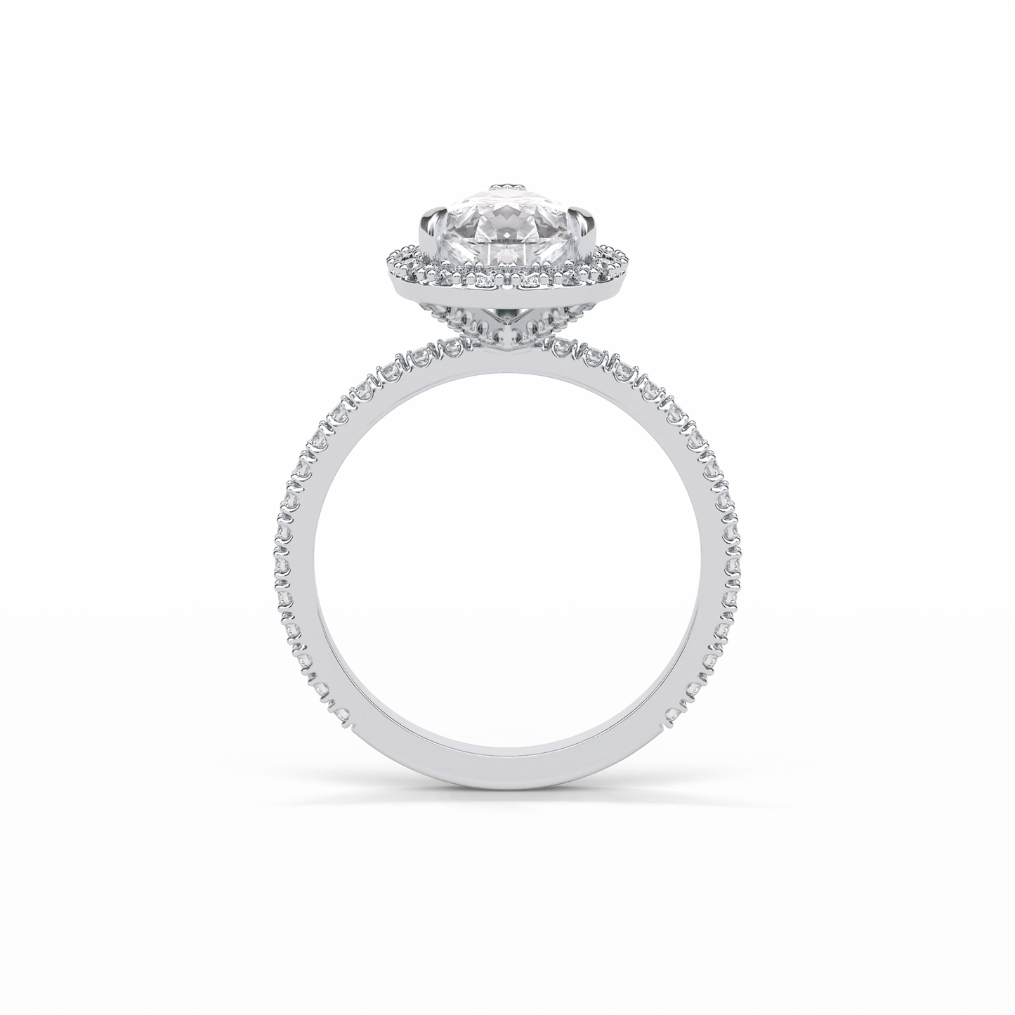 Pear Halo & Pave Lab Grown Diamond Engagement Ring