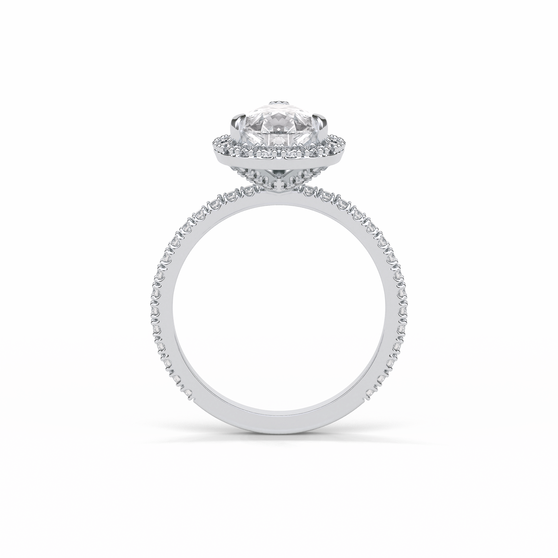 Pear Halo & Pave Lab Grown Diamond Engagement Ring