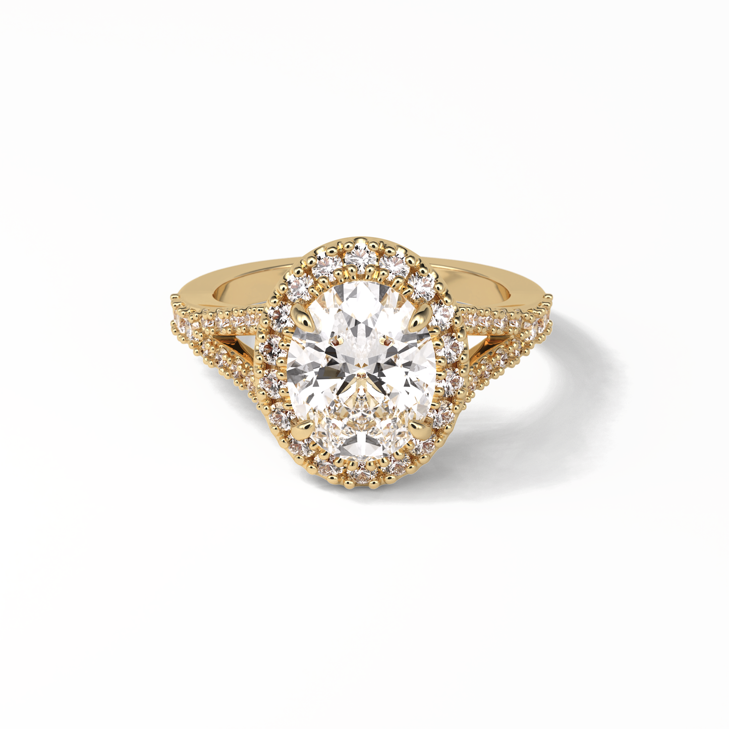 Oval Halo & Pave Lab Grown Diamond Engagement Ring