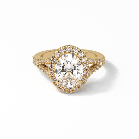 Oval Halo & Pave Lab Grown Diamond Engagement Ring