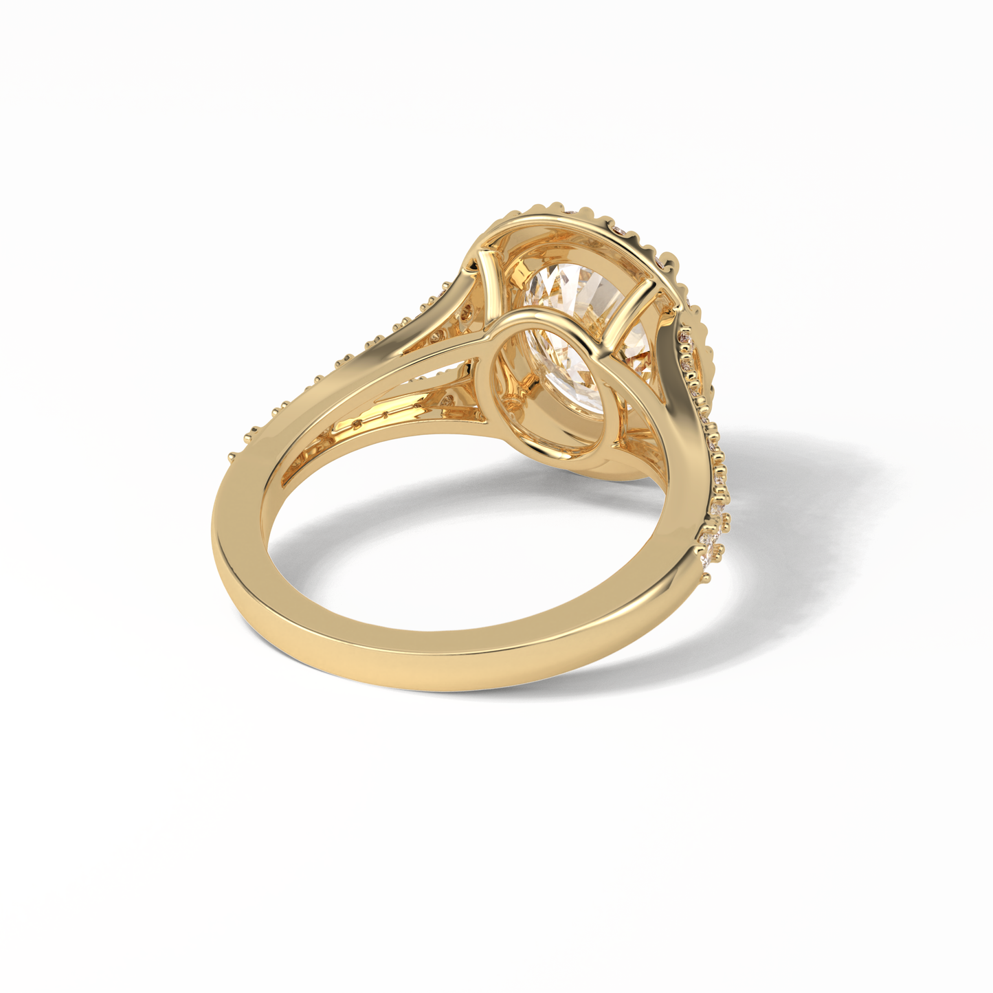 Oval Halo & Pave Lab Grown Diamond Engagement Ring