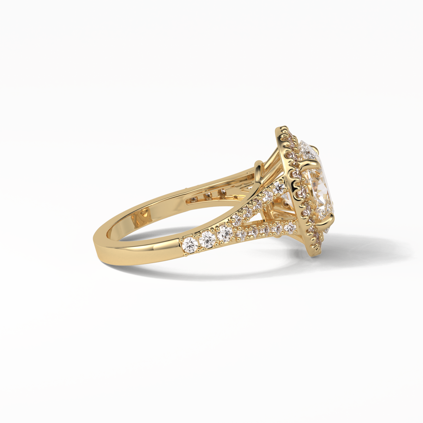 Oval Halo & Pave Lab Grown Diamond Engagement Ring
