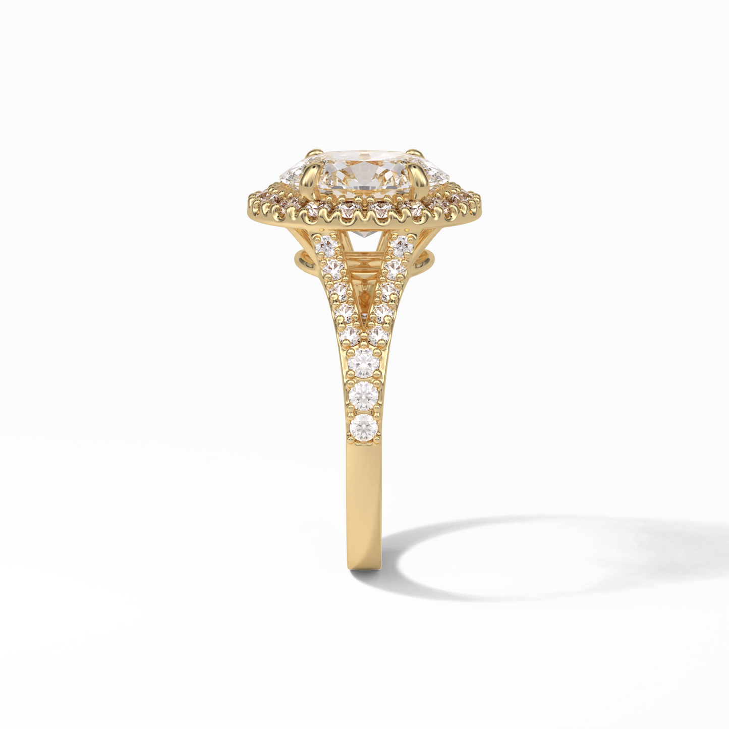 Oval Halo & Pave Lab Grown Diamond Engagement Ring