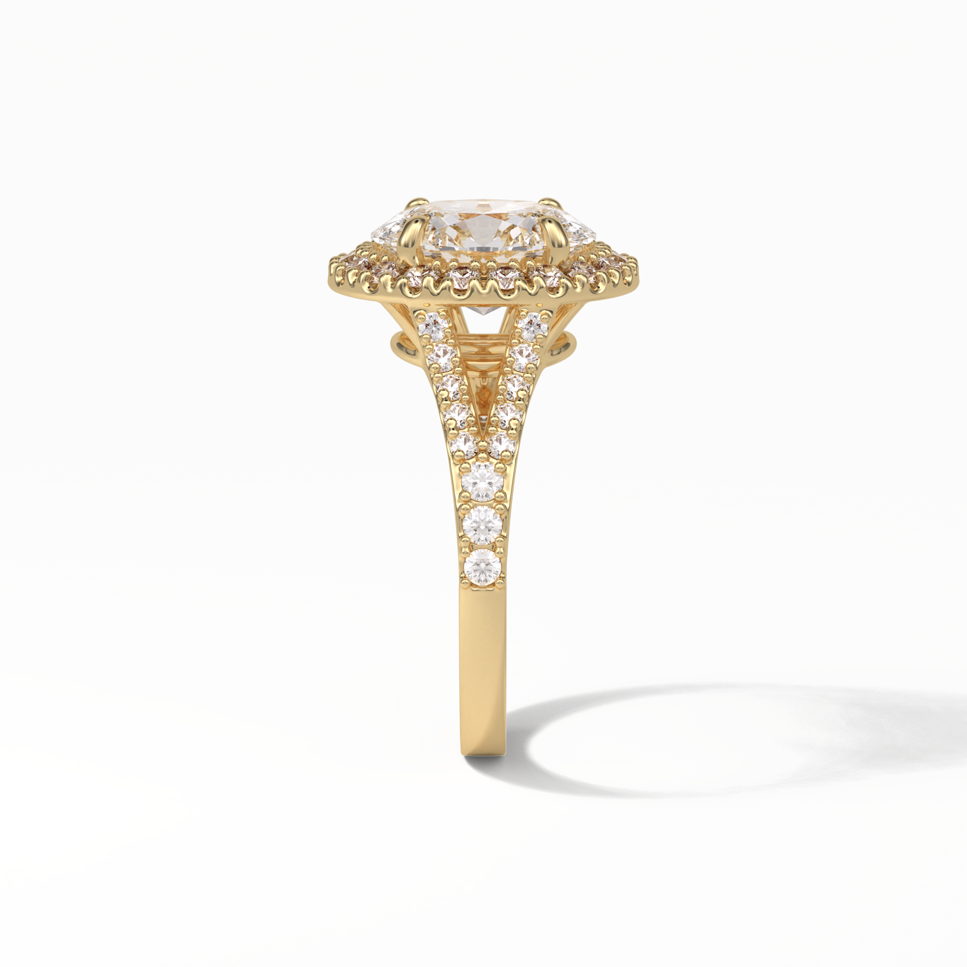 Oval Halo & Pave Lab Grown Diamond Engagement Ring