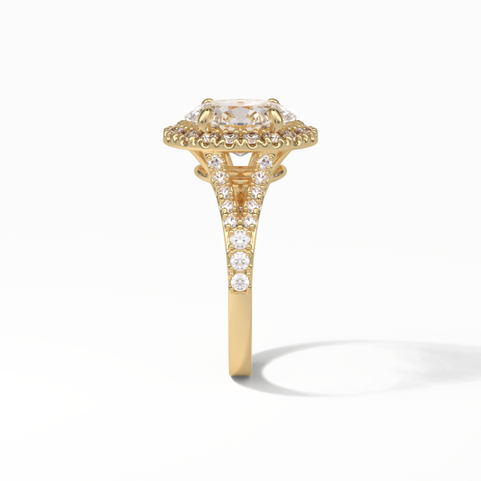 Oval Halo & Pave Lab Grown Diamond Engagement Ring