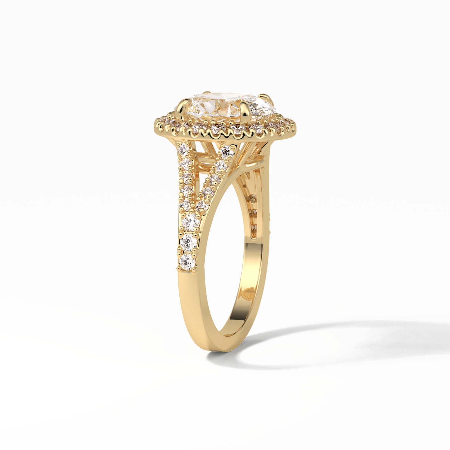 Oval Halo & Pave Lab Grown Diamond Engagement Ring