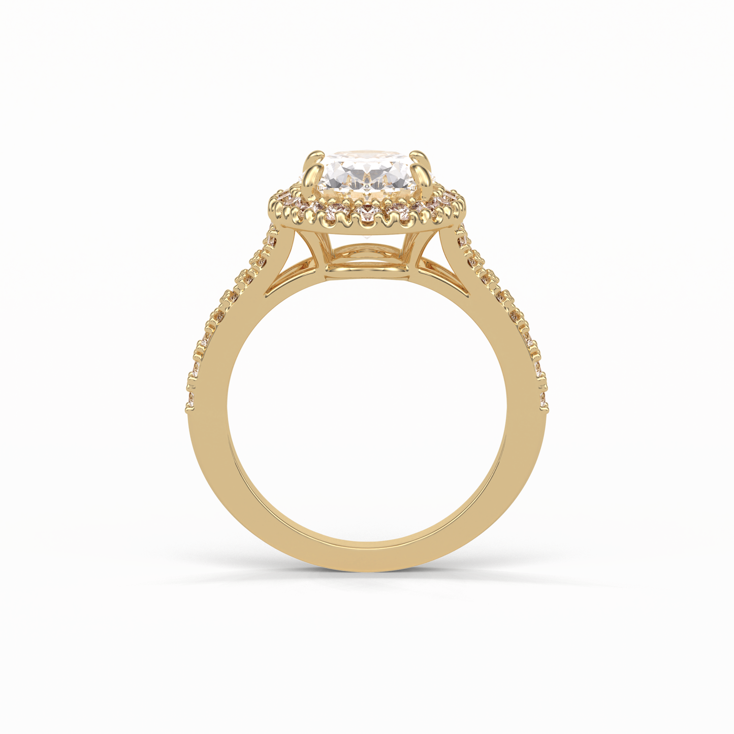Oval Halo & Pave Lab Grown Diamond Engagement Ring