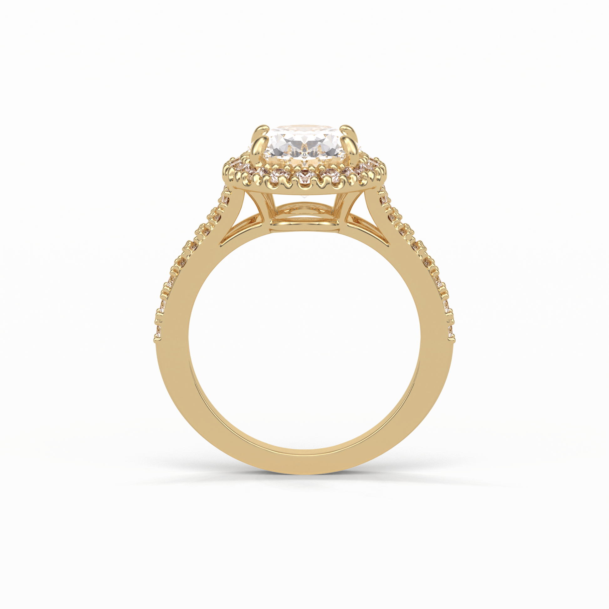 Oval Halo & Pave Lab Grown Diamond Engagement Ring