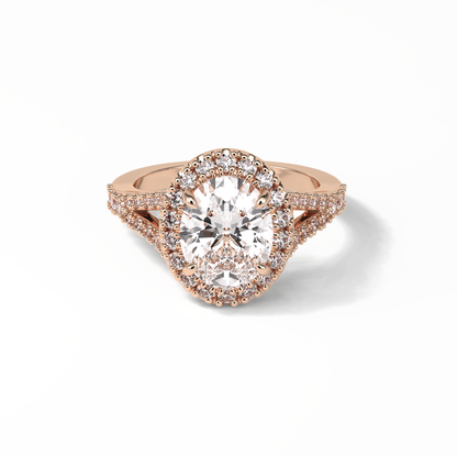 Oval Halo & Pave Lab Grown Diamond Engagement Ring