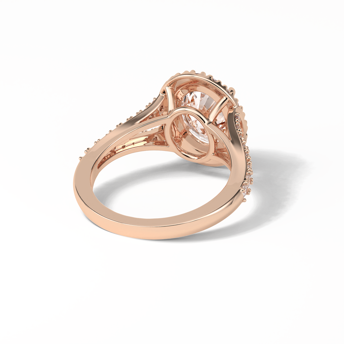 Oval Halo & Pave Lab Grown Diamond Engagement Ring