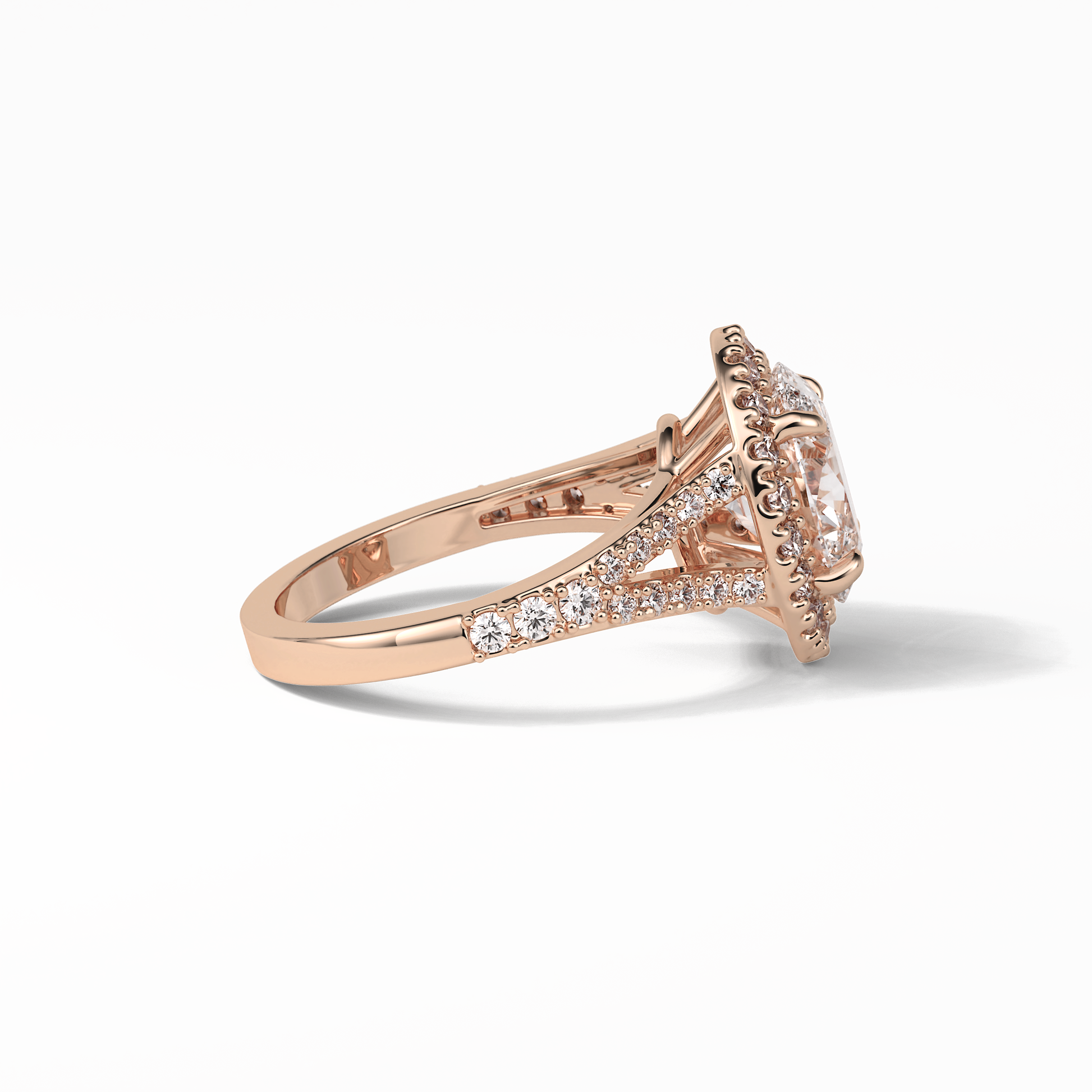 Oval Halo & Pave Lab Grown Diamond Engagement Ring