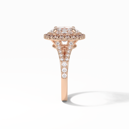 Oval Halo & Pave Lab Grown Diamond Engagement Ring