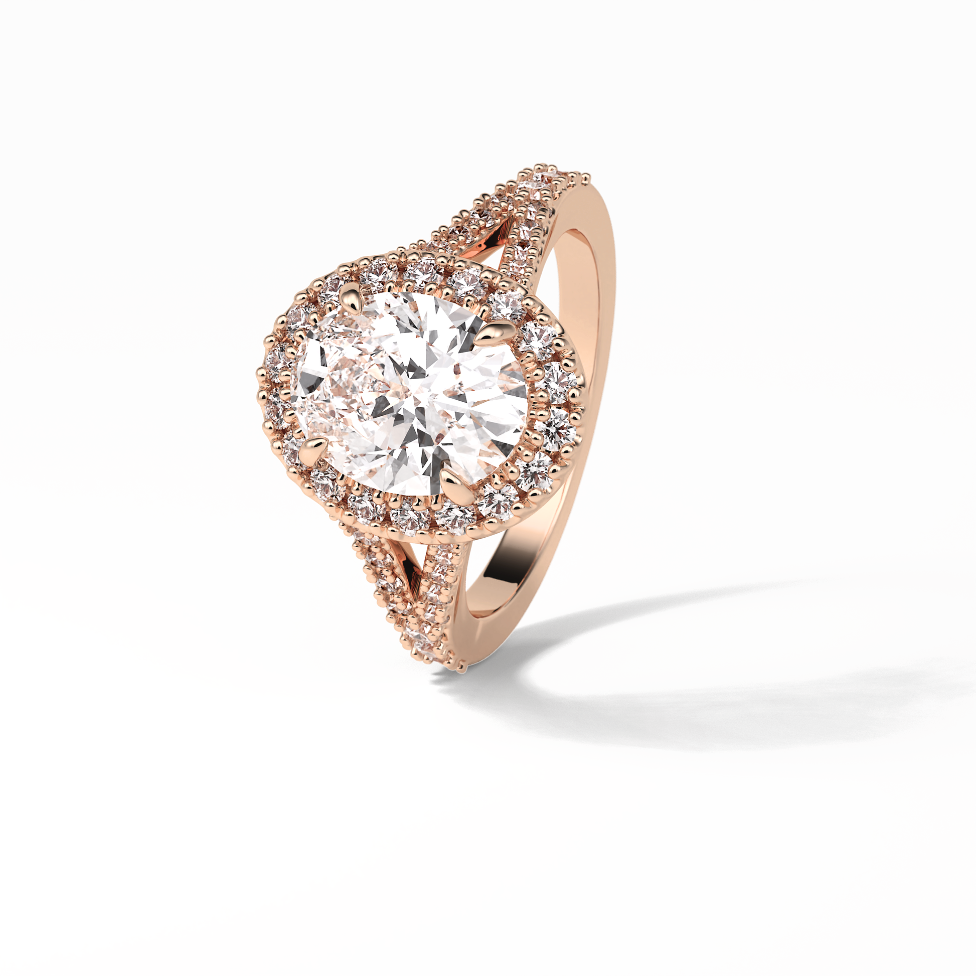 Oval Halo & Pave Lab Grown Diamond Engagement Ring