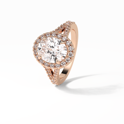 Oval Halo & Pave Lab Grown Diamond Engagement Ring