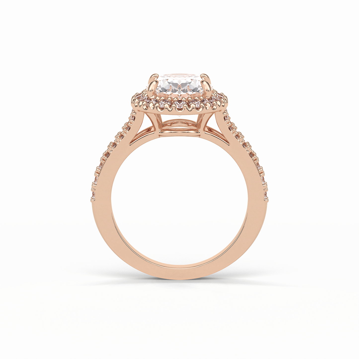 Oval Halo & Pave Lab Grown Diamond Engagement Ring