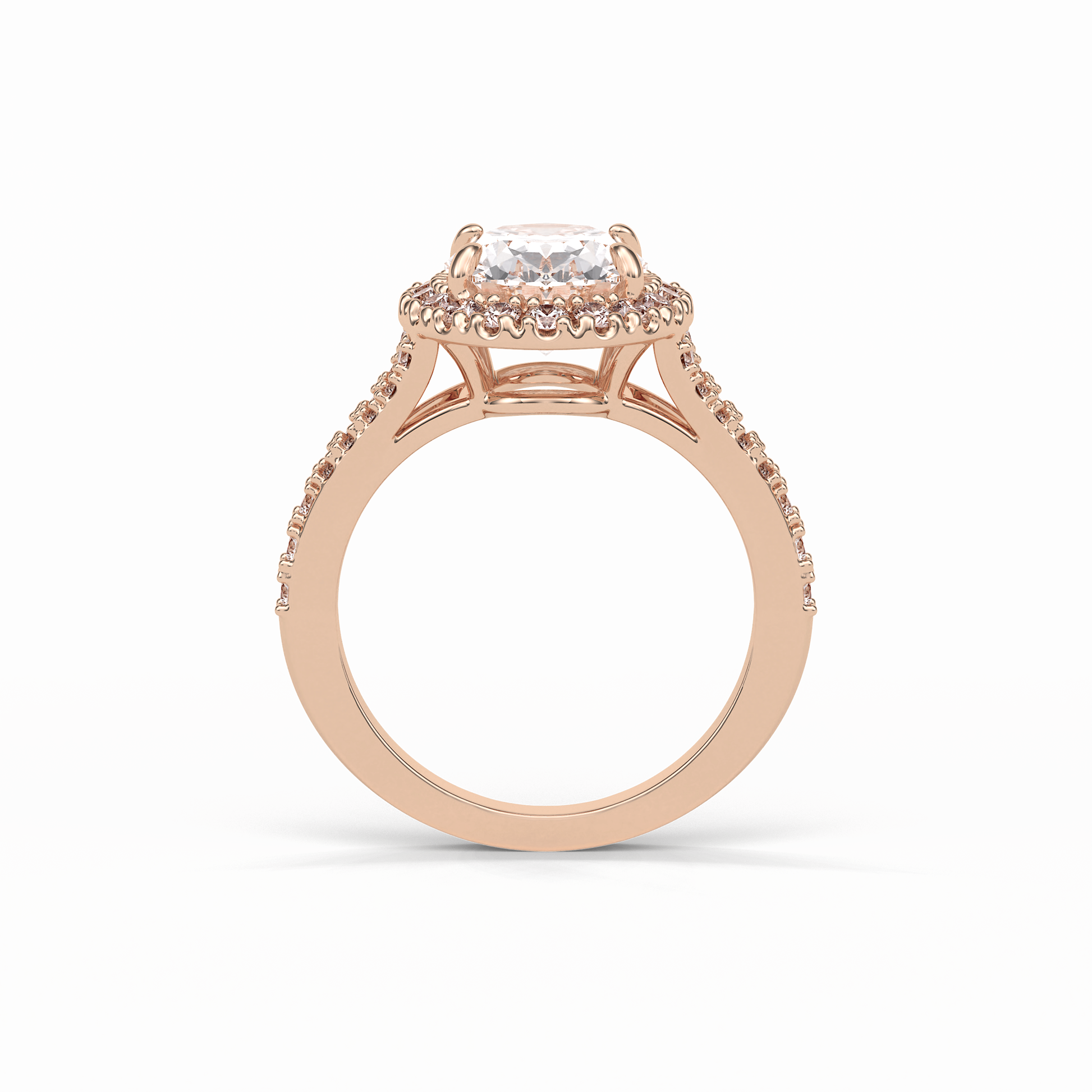 Oval Halo & Pave Lab Grown Diamond Engagement Ring
