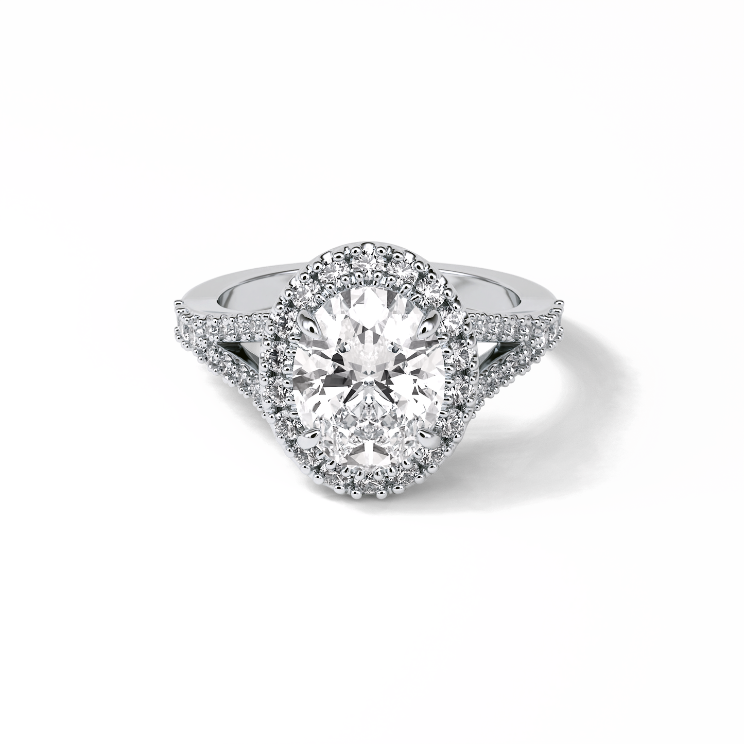 Oval Halo & Pave Lab Grown Diamond Engagement Ring