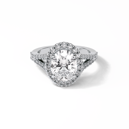 Oval Halo & Pave Lab Grown Diamond Engagement Ring