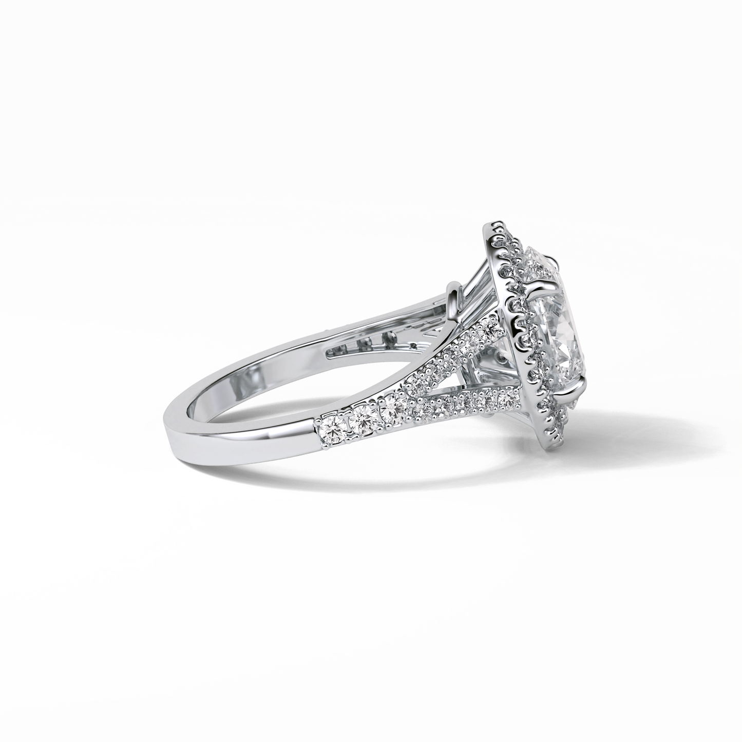Oval Halo & Pave Lab Grown Diamond Engagement Ring