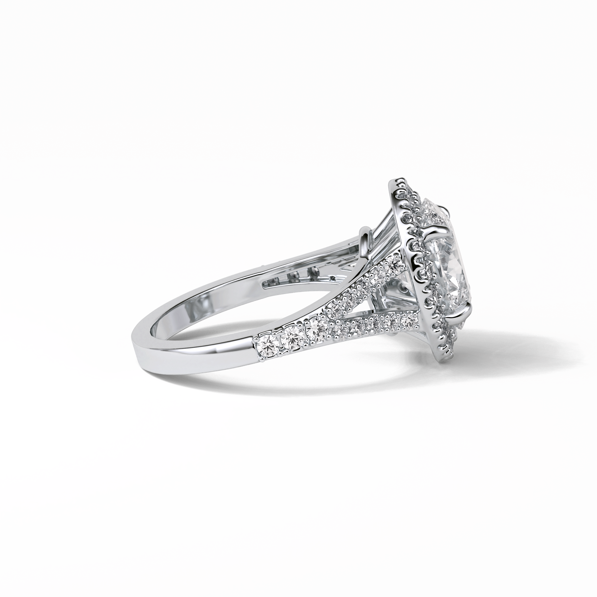 Oval Halo & Pave Lab Grown Diamond Engagement Ring