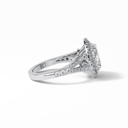 Oval Halo & Pave Lab Grown Diamond Engagement Ring