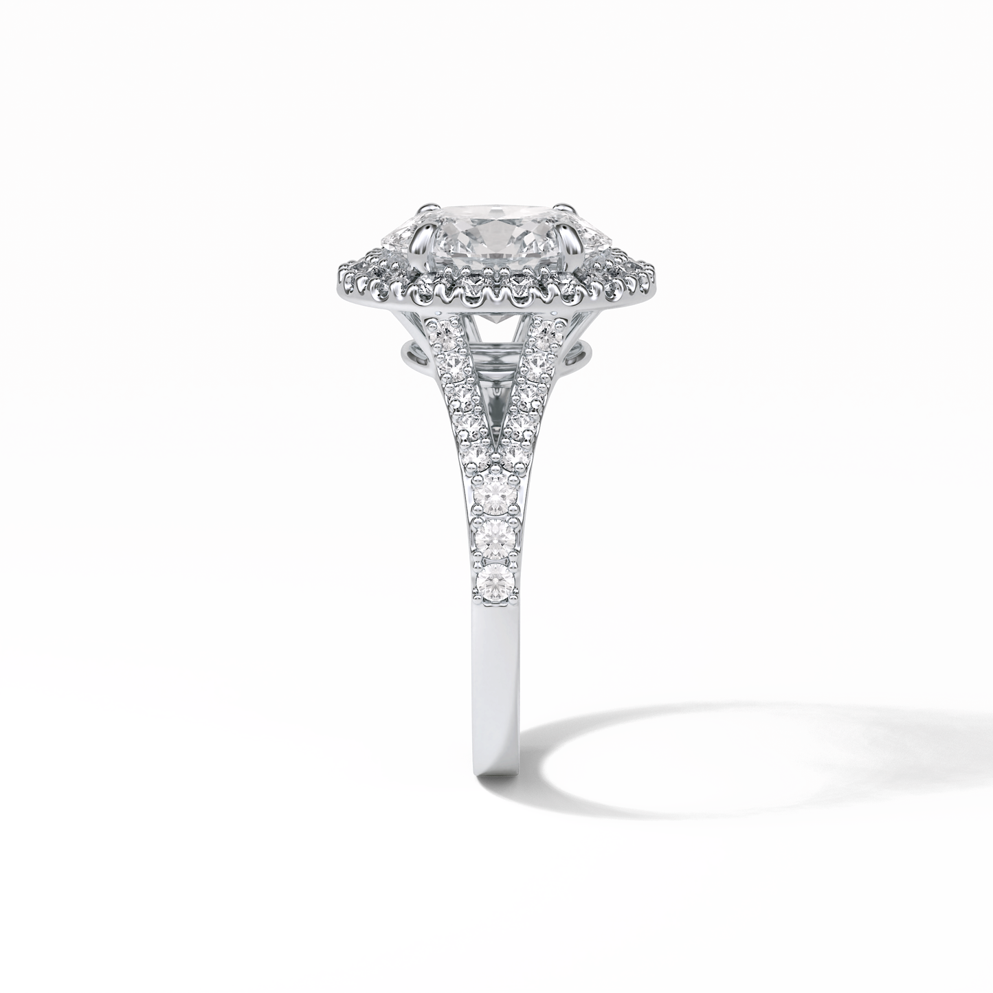 Oval Halo & Pave Lab Grown Diamond Engagement Ring