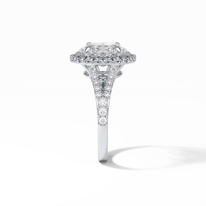 Oval Halo & Pave Lab Grown Diamond Engagement Ring