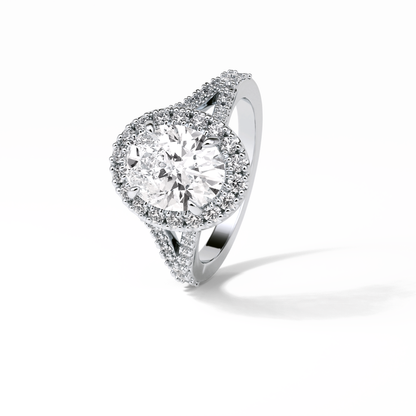 Oval Halo & Pave Lab Grown Diamond Engagement Ring
