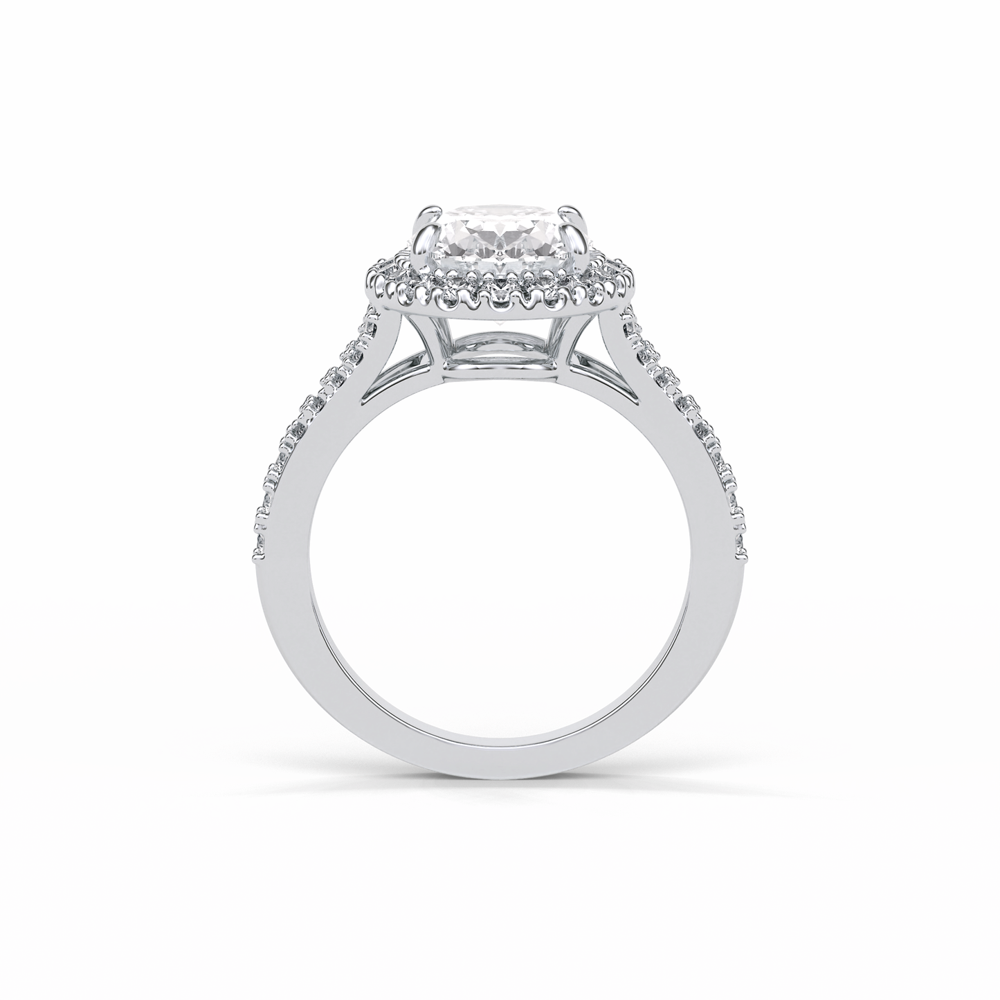 Oval Halo & Pave Lab Grown Diamond Engagement Ring