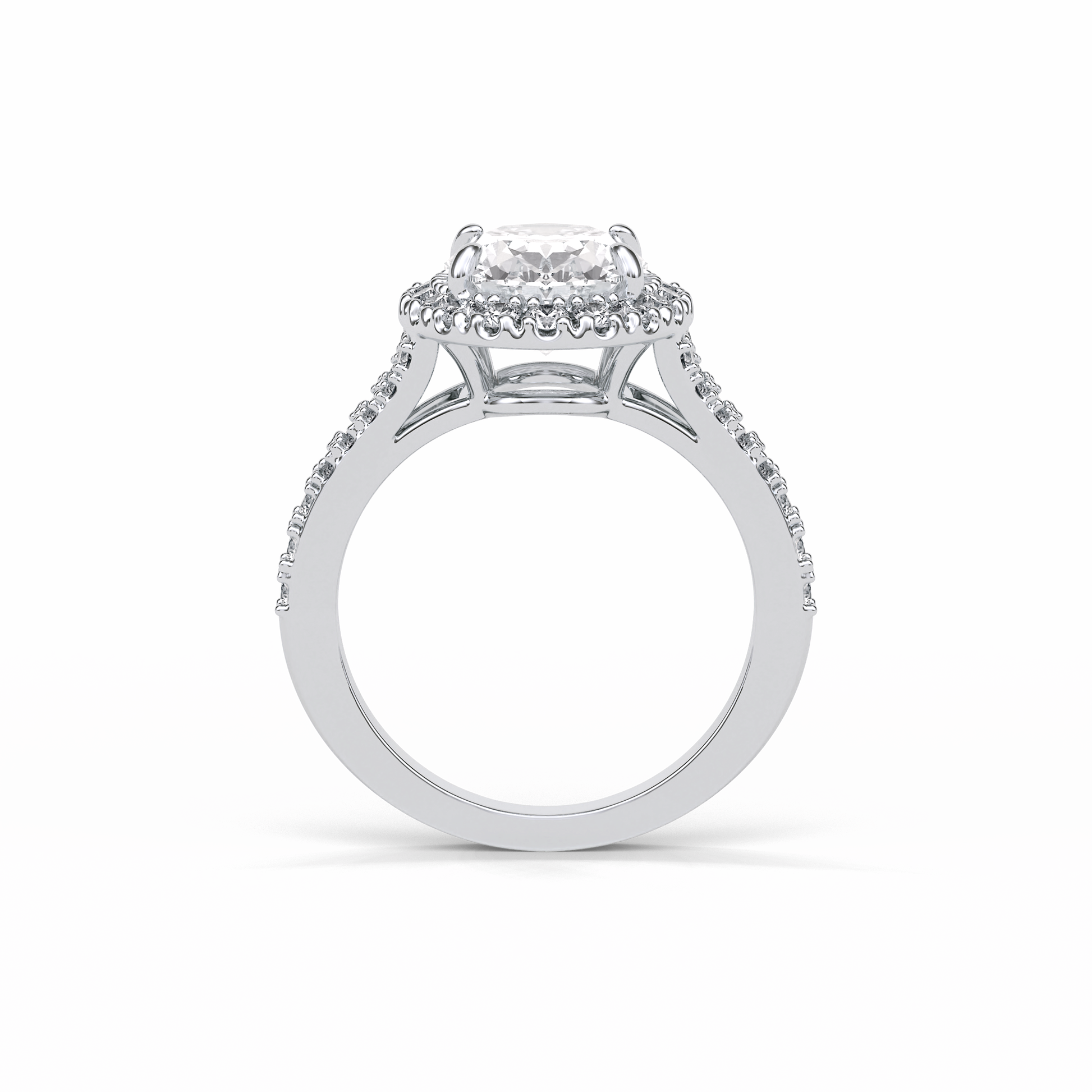 Oval Halo & Pave Lab Grown Diamond Engagement Ring