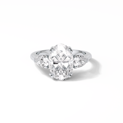 Oval Halo & Pave Lab Grown Diamond Engagement Ring