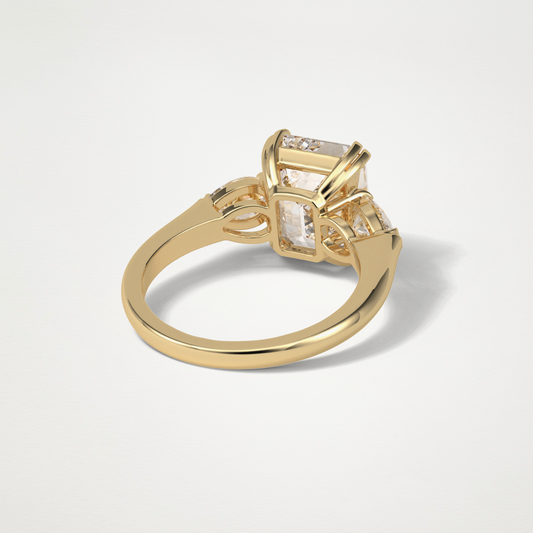 Emerald Three Stones Lab Grown Diamond Engagement Ring