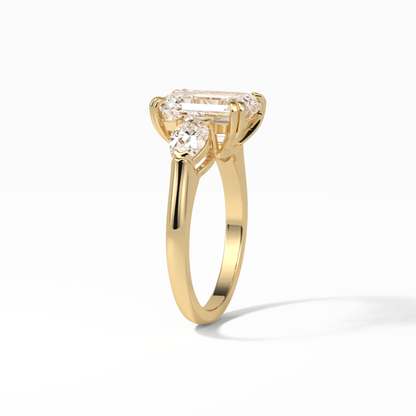 Emerald Three Stones Lab Grown Diamond Engagement Ring