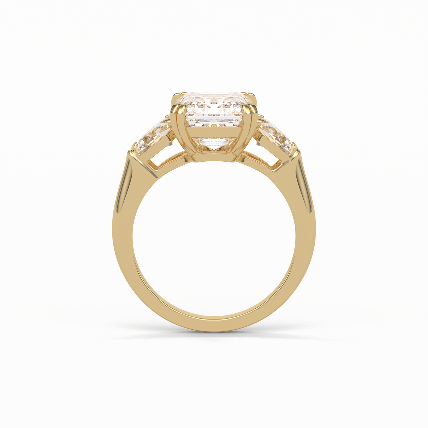Emerald Three Stones Lab Grown Diamond Engagement Ring