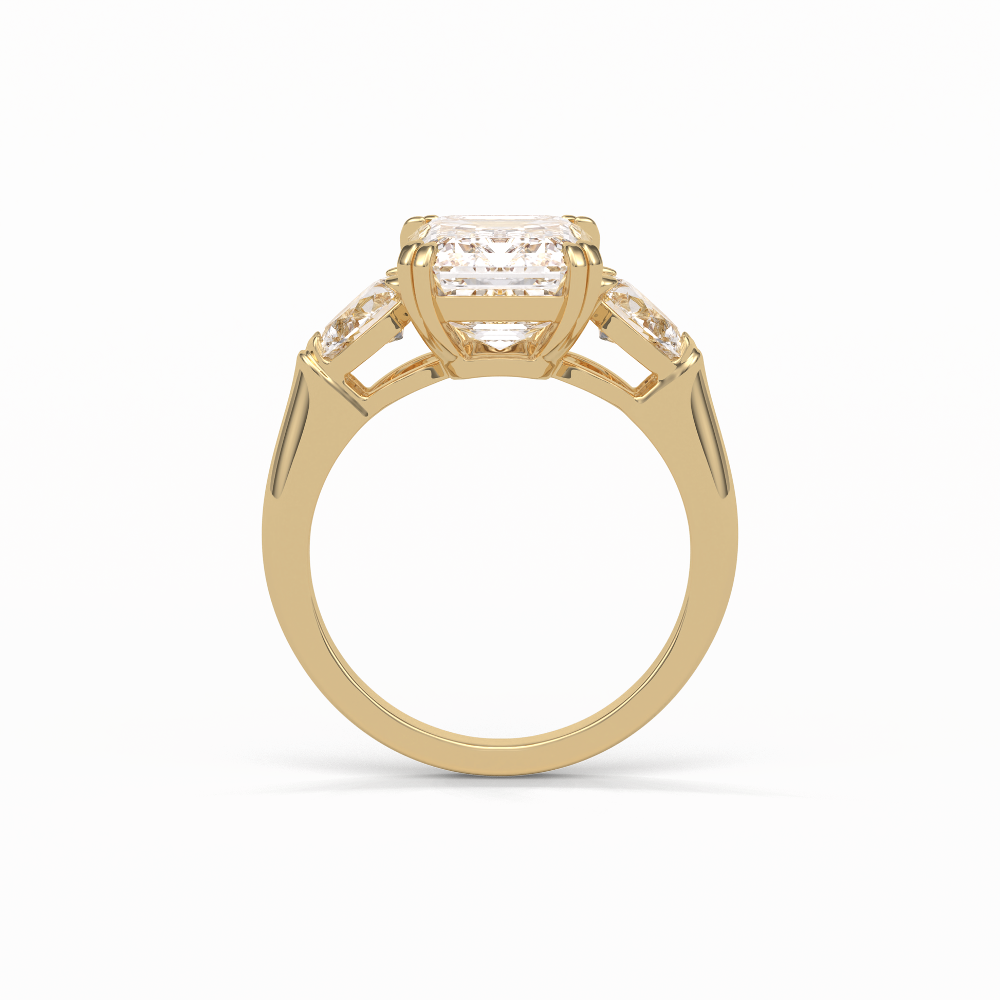 Emerald Three Stones Lab Grown Diamond Engagement Ring